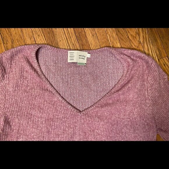 Saturday Sunday Anthropologie light purple super soft ribbed long sleeve top - Picture 2 of 3